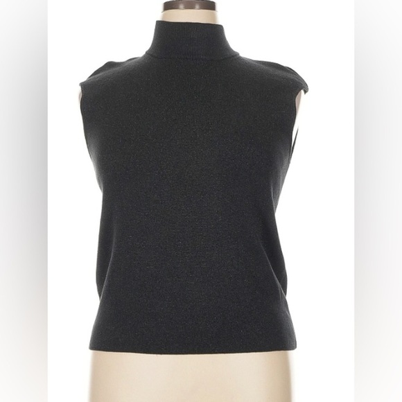Coldwater Creek Cashmere Blend Black Shortsleeved Turtleneck Sweater Size M - Picture 1 of 5